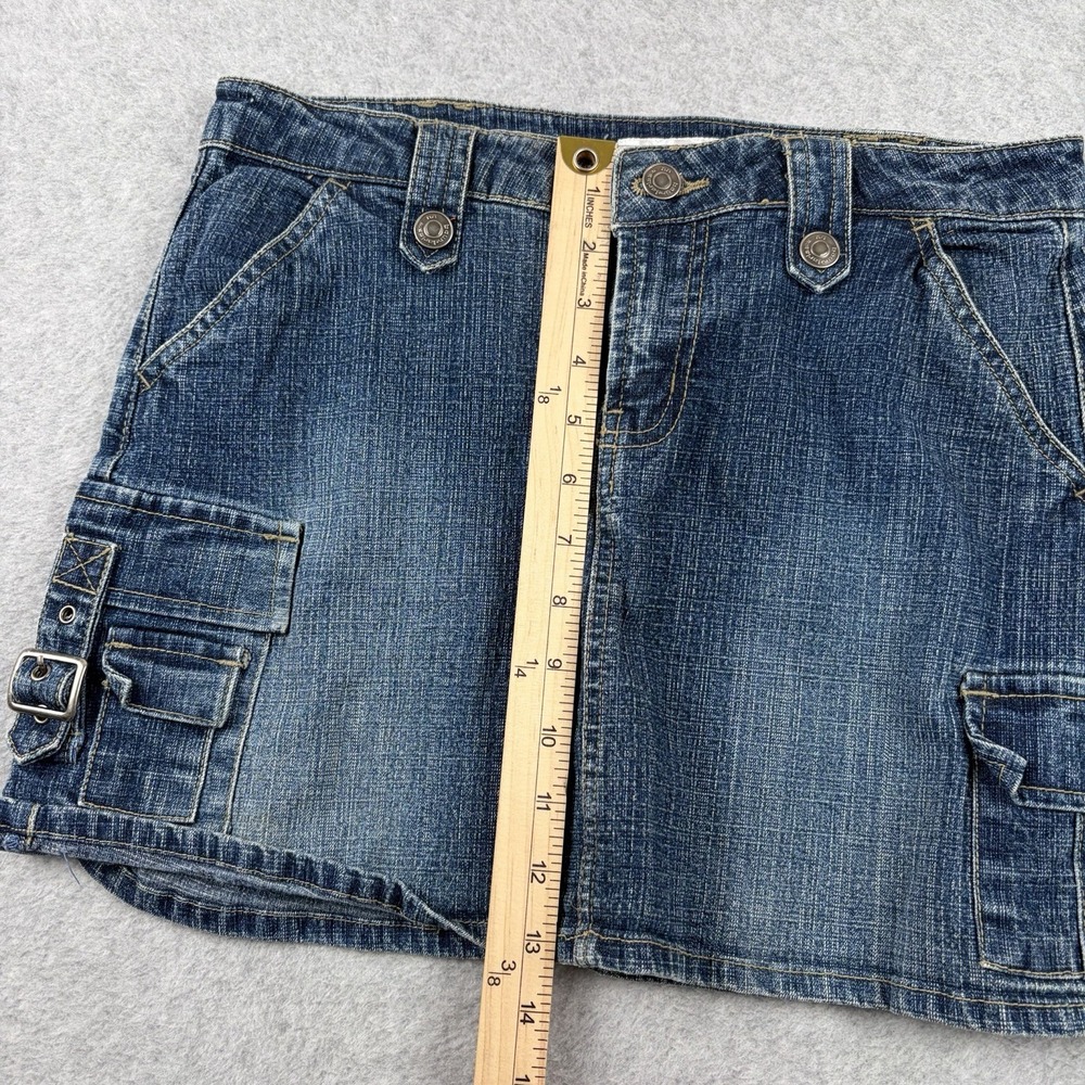 No Boundaries Skirt Womens‎ 5 Blue Denim Cargo Mini Buckle Low Rise Y2K Club - Picture 7 of 7